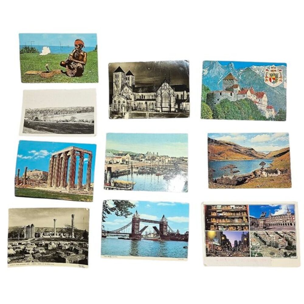 Vintage International Postcard Lot 10 Ephemera Stamps 1950s-70s Lot - (#4)